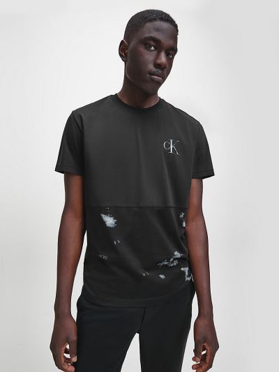 Calvin Klein Ruhák HU582905 | Calvin Klein Organic Cotton Cloud Print Férfi Póló Fekete